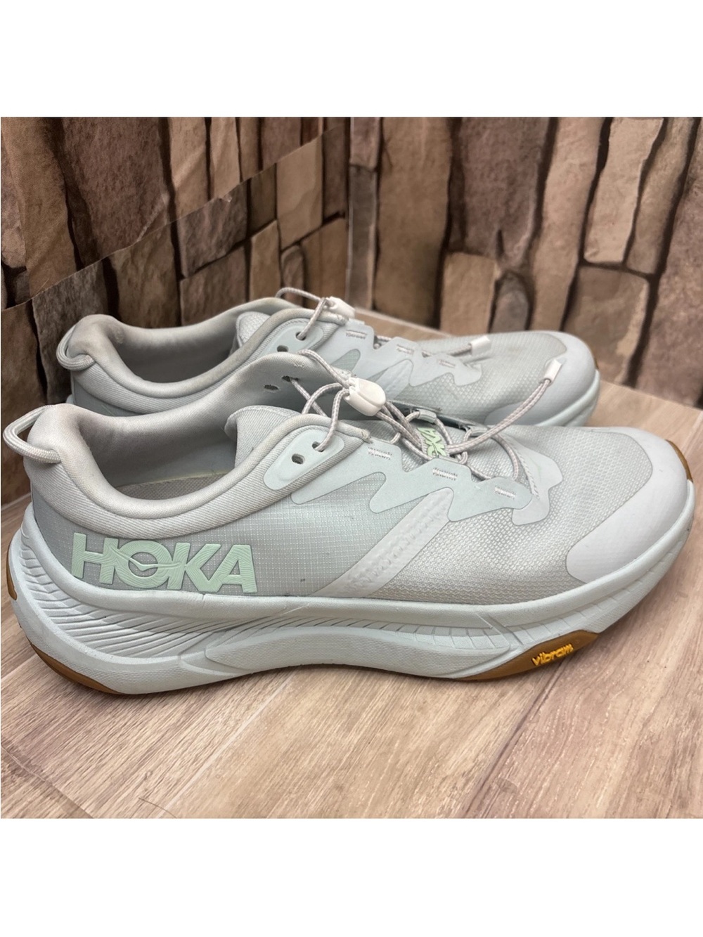 Women’s Hoka Women's Transport shoes in the Harbor Mist/Lime Glow Sz 10 - Picture 3 of 8